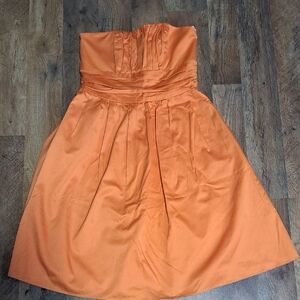 David's Bridal Strapless Orange Cocktail Dress Size 4 With Pockets
